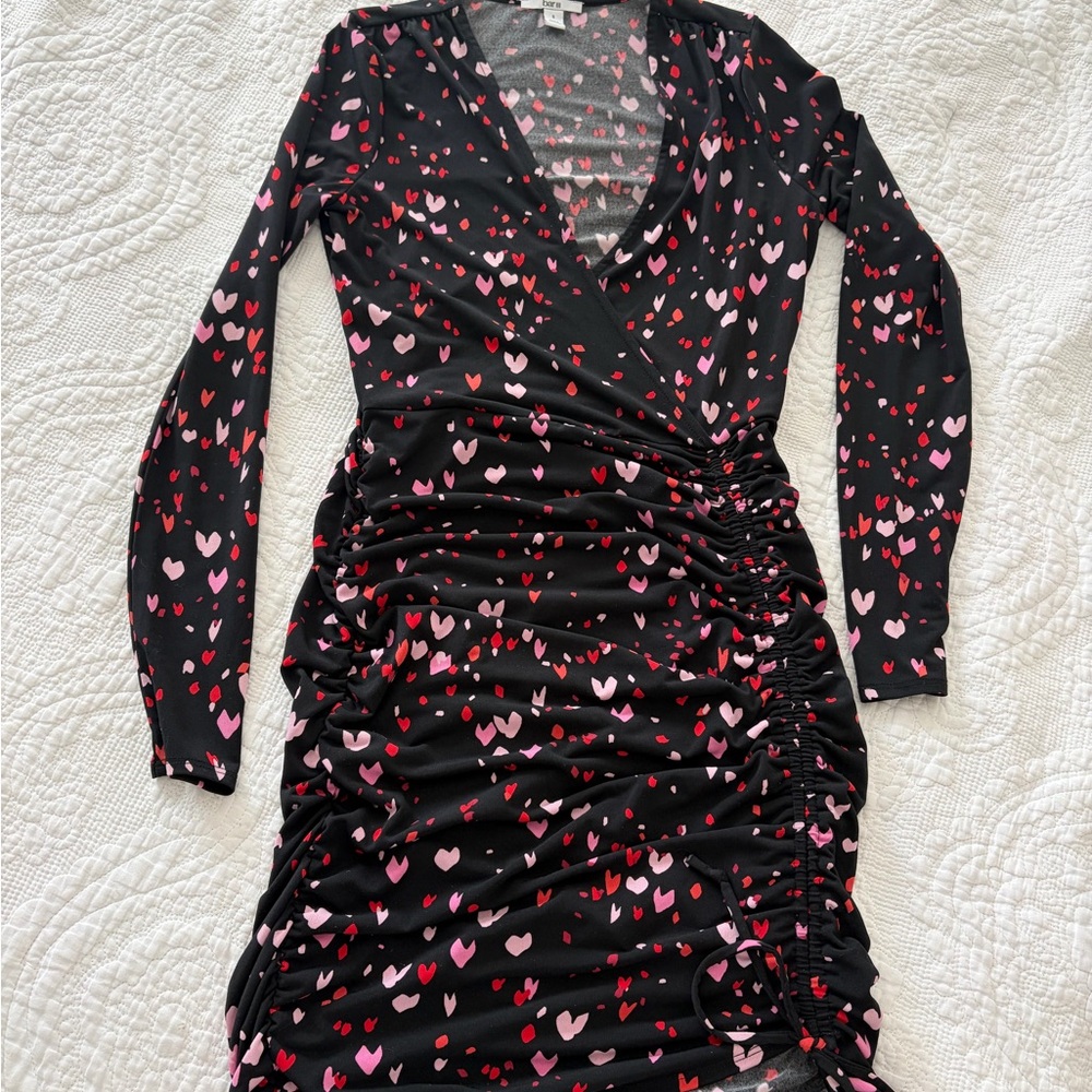 Bar III Black Dress with Pink and Red Hearts